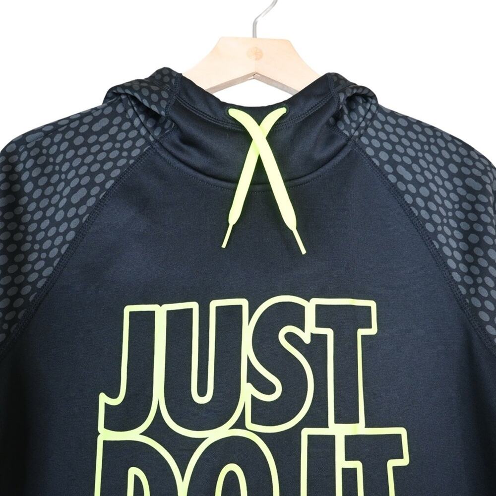 Nike Womens S Therma Fit Just Do It Black Yellow Oversized Pullover Hoodie - Picture 3 of 11